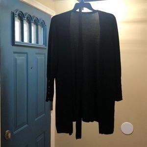 Black medium length cardigan sweater